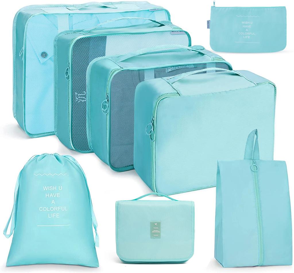 Travel Storage Bag Set Six-Piece Set Seven-Piece Eight-Piece Set Folding Toilet Bag Clothes Storage Bag Bundle Travel Bag