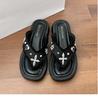 Retro flower platform slippers women's summer new fashion breathable girls flip-flops versatile casual sandals