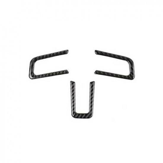 Fit For Ford Mustang 2015- Carbon Fiber Steering Wheel Cover Panel Trim 3PCS
