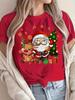 Tricou cu gât rotund cu imprimeu Moș Crăciun și reni de Crăciun Harajuku cu mânecă tricou de damă îmbrăcăminte topuri de stradă tricouri haine estetice