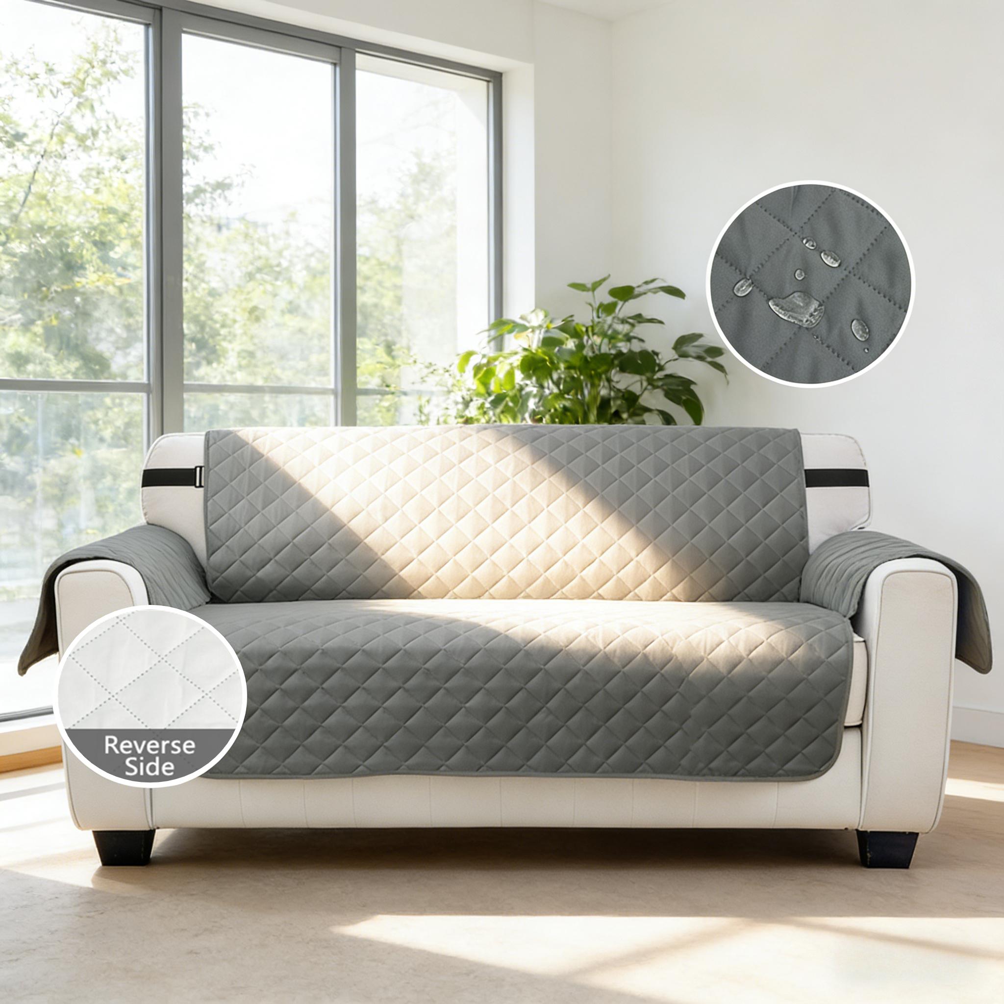 Waterproof Sofa Cover Quilted Anti-wear Couch Covers for Dog Pet Kids Recliner Armchair Furniture 1/2/3/4 Seater Protector 1 Seater 165cm серый