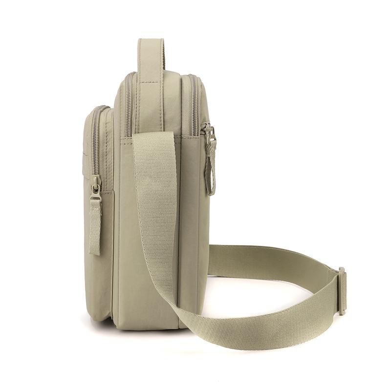 Nylon Crossbody Bag with Top Handle and Multiple Zipper Pockets for Daily Use Men Women