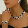 4 Pieces/set Silver Ladies Fashion Simple Necklace Earrings Bracelet Ring Set AVE