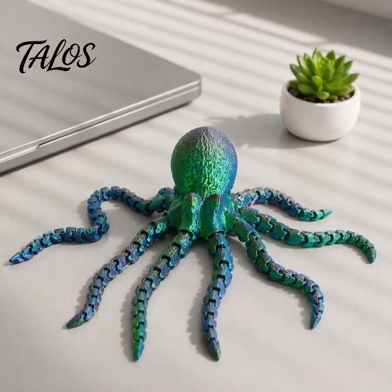 Unique Home Decor 3D Printed Octopus Sea Animal Fidget Toy, Flexible Articulated Tentacle Figurine, Educational Ocean Creature Desktop Decoration with