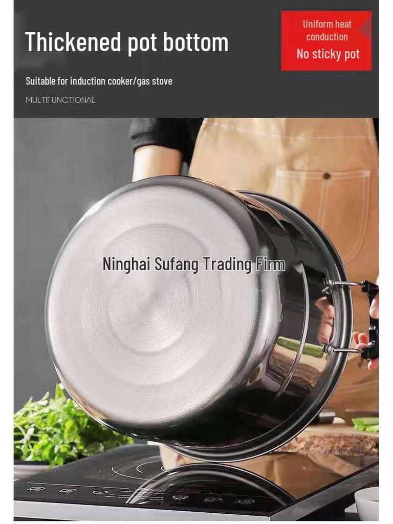 Large Dual-Layer Stainless Steel Steamer & Soup Pot for Induction and Gas Stoves