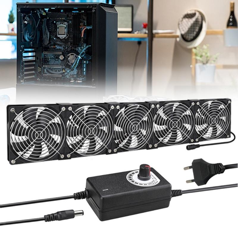 120mm Computer Fan with AC Plug Big Airflow Fans with 100V 240V Speed Controller for Server Cooling Cabinet Ventilation