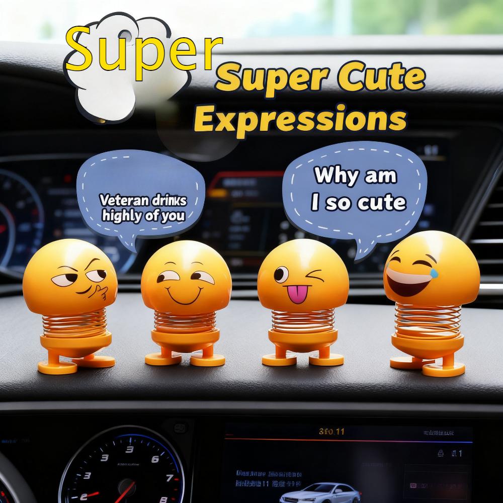 Smiley Smiling Emotion Bobblehead Car Decoration, Cute Funny Swinging Car Dashboard Ornament Decoration Nice Gift