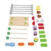 Kids Wooden BBQ Grill Playset Interactive Wooden Barbecue Play Food Set Play Kitchen Accessories