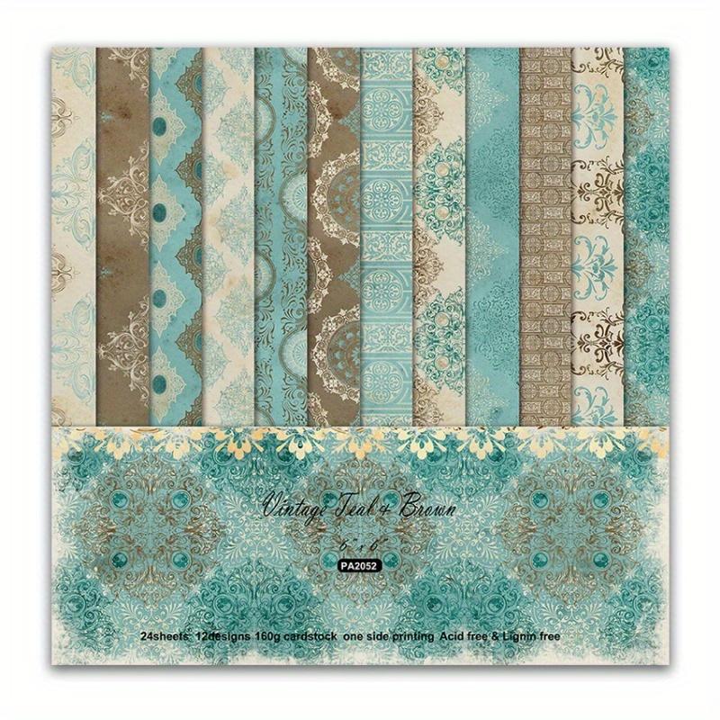 24pcs Junk Journaling Craft Paper Flower Crapbook Paper Pad 6x6inch Assorted Pattern Decoupage Cardstock Paper Single-Sided Vintage Scrapbooking DIY