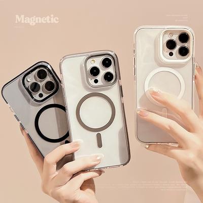 Solid Color Magnetic 17Promax Premium IPhone Case, Compatible with 16 and 13 Models, Drop-proof Frame, Soft, Transparent, High Quality