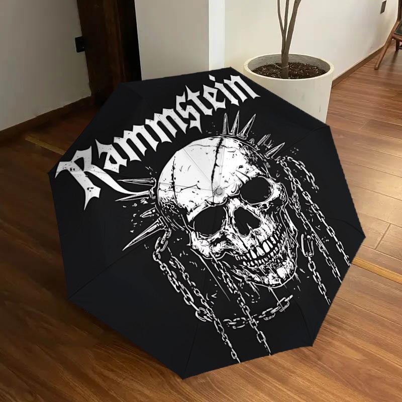 1pc Rammstein Skull Automatic Umbrella | Portable Foldable 8-Rib Manual Open, Casual Accessory, Durable Canopy yy250905032