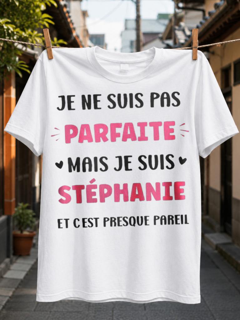 French Stephanie Not Perfect Quote Bright Pink Emphasized Name And Keywords With Dark Supporting Unisex All TShirt