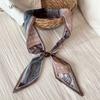 Cashew Nut Flower Silk Scarf Necklace for Women - Vintage Long-style Silk Headscarf with A Bow - Necktie - High-end Style