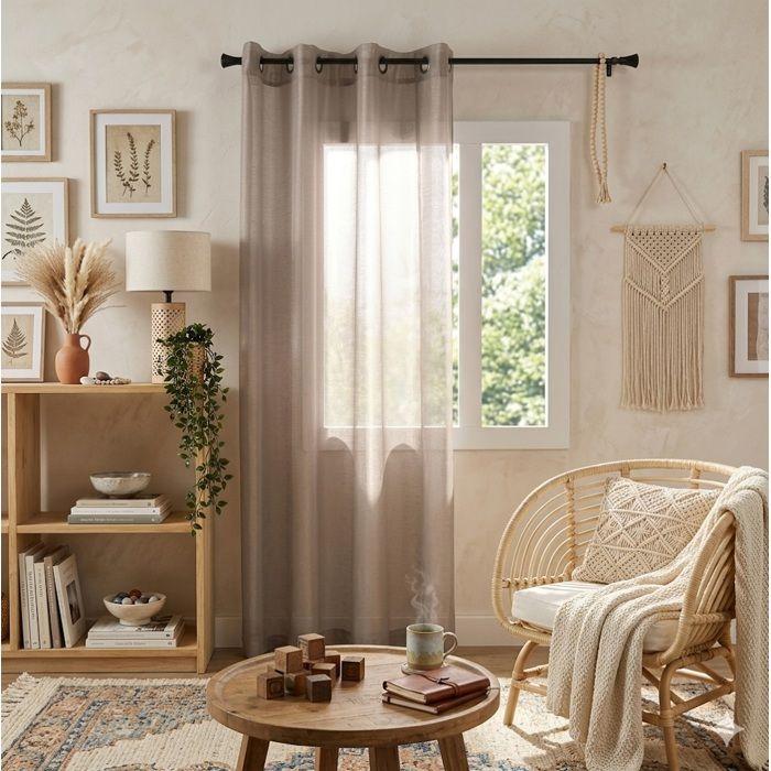 Voilage à oeillets 140 x 260 cm Wood lin