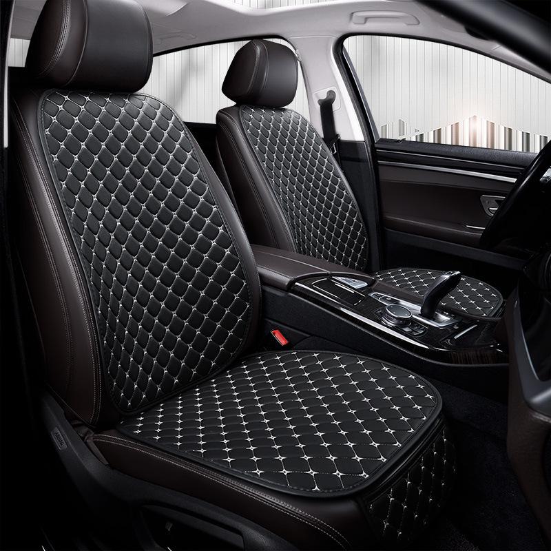 Universal Nappa Leather Car Seat Cushion: Star Embroidered, Backless, Non-Slip, Three-Piece Set