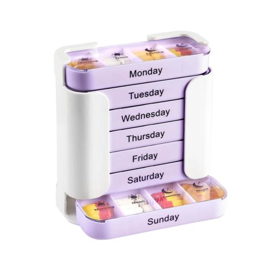 

Weekly Pill Organizer Morning Noon Evening Night 4 Times A Day Pill Storage Box Large Capacity 7-Days Medication Dispenser Container