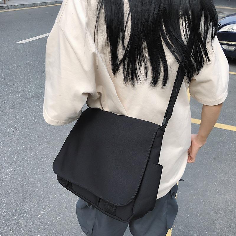 Harajuku simple shoulder bag canvas messenger bag casual versatile student schoolbag large capacity men's back bag