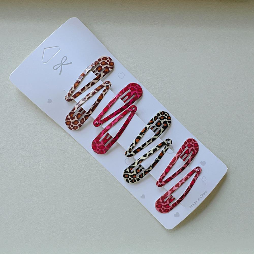 8pcs/set Leopard Print Hair Clips for Women Girls Vintage Geometric Star BB Clips Bangs Hairpins Barrettes Hair Accessories Set