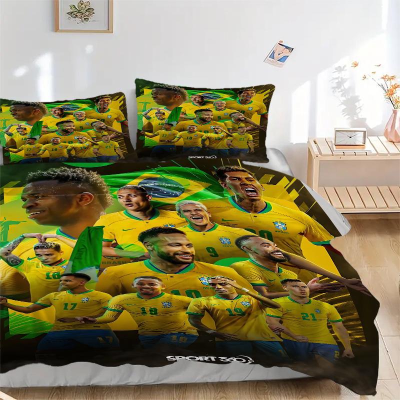 3Pcs Brazilian Soccer Stars Bedding Sets For All Sizes New 3D Printed Bed Cover Comforter Duvet Cover Pillowcase Bedroom Decoration
