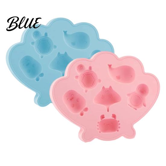 Baby Safe Ice Cube Mold Ocean Animal Silicone Tray Food-Grade Flexible for Seashell Turtle Whale Shapes Easy-Release Fun Maker Cocktails Home