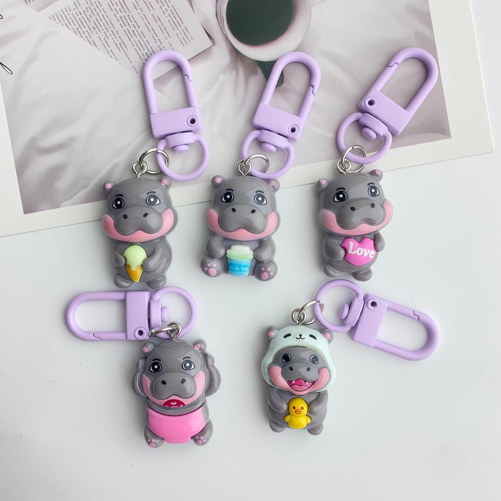 Adorable Cartoon Hippo Keychain: Cute Pendant for Bags & Gifts
