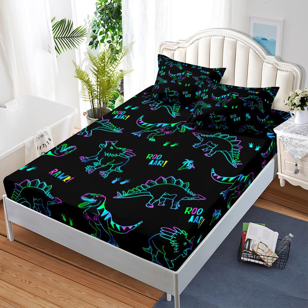 Mattress Mattress Cover Three-Piece Set, Colorful Black Graffiti Mattress Protective Cover Fully Enclosed