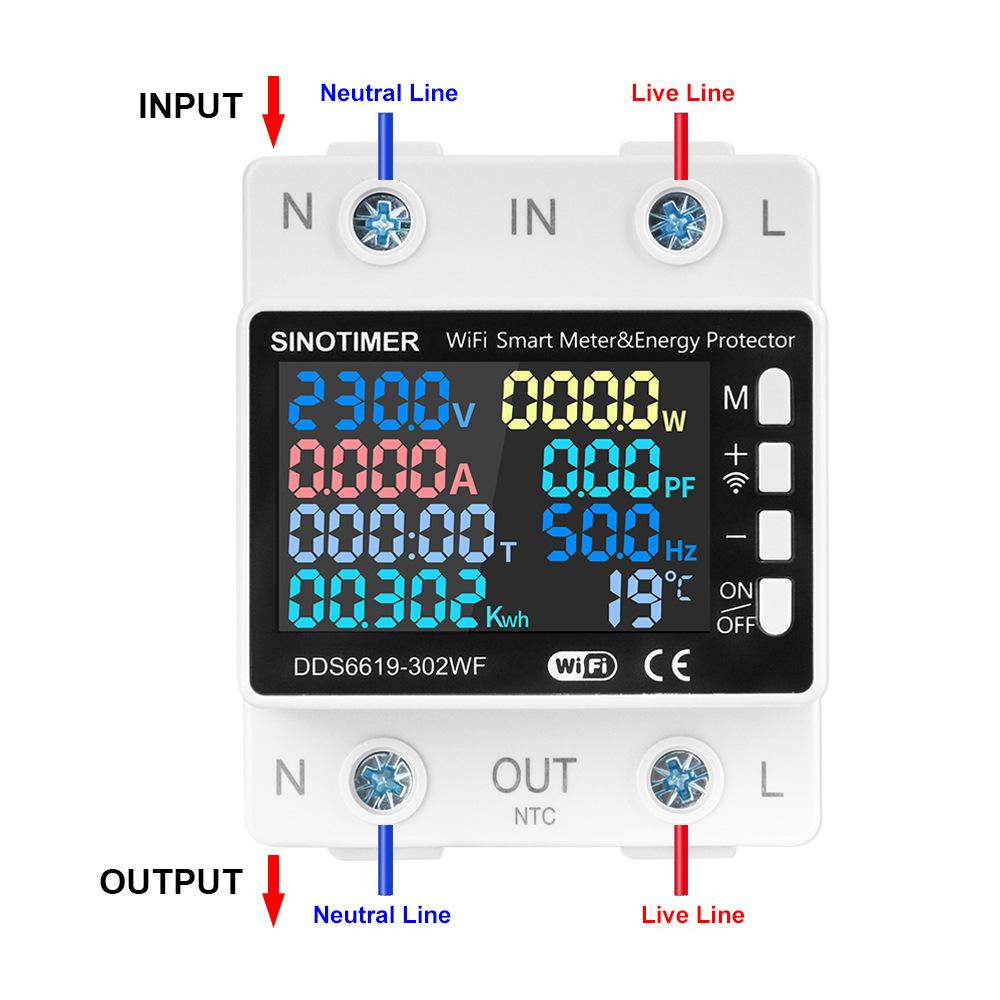 Tuya WiFi Multifunction Voltage/Current/Watt/Frequency Meter Over And Under Voltage Protector Remote Control Switch Energy Meter