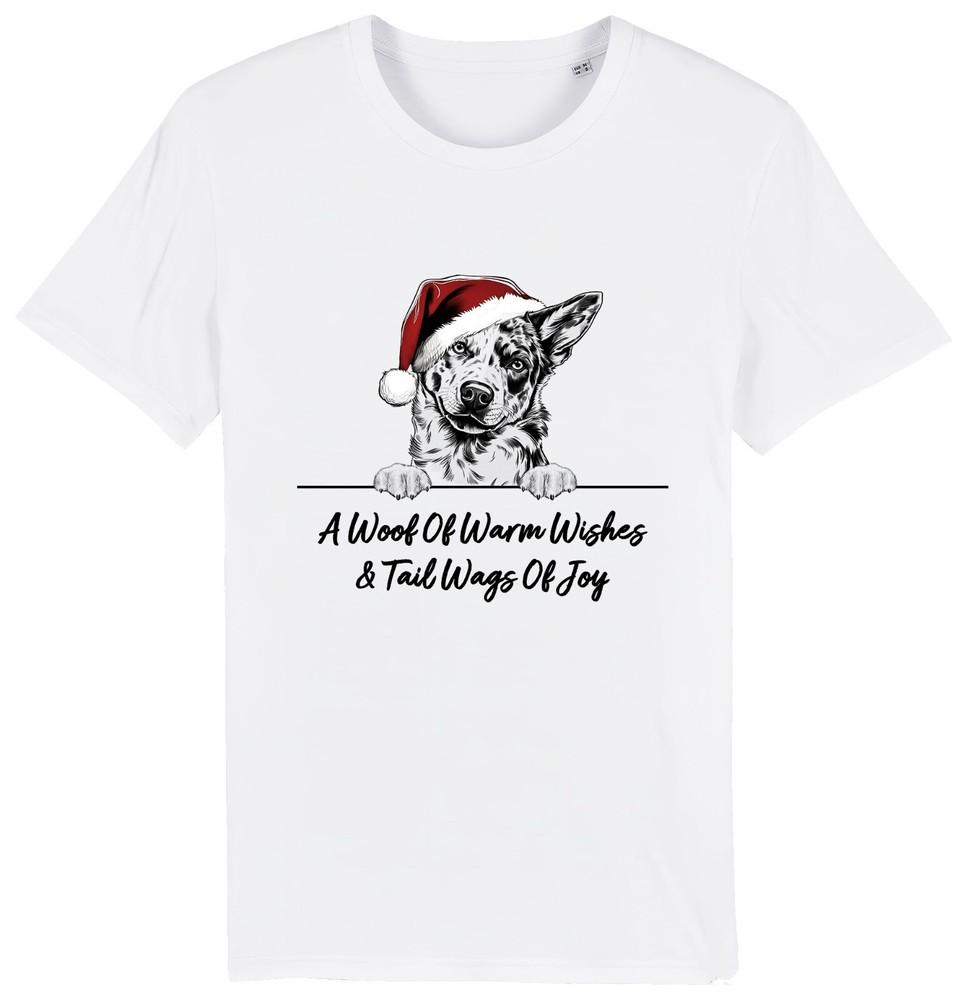 

AUSTRALIAN CATTLE Christmas Dog T-Shirt Adults Kids Woof Wishes Tail Wags Dogs 3XL