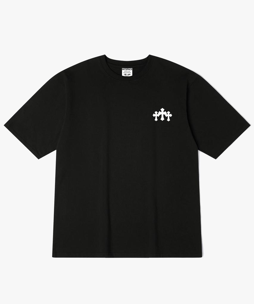 Aleubenkeulleob Three Cross Back Print Short Sleeve T-Shirt