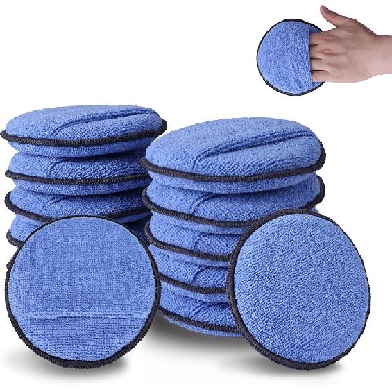WORKPRO 12-Pack Car Wax Applicator Pads With Finger Pocket, Microfiber Soft Foam Polishing Pads For Car Detailing & Cleaning, Lint-Free, High