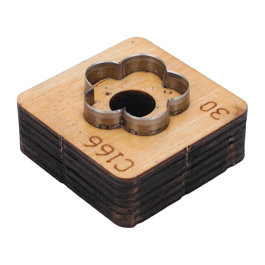 Leather Cutting Mold with Wood Base Flower Shape Punching Die for Making Pendants Crafting Projects