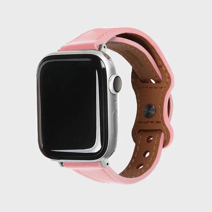 Apple Watch Slim Leather Strap Compatible with All 7 6 5 4 3 2 1 SE Models (Pink)