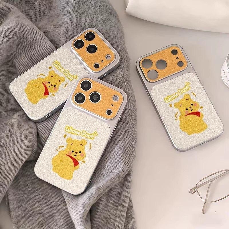 Winnie the Pooh Lambskin for iPhone11 Cartoon 11ProMax Mobile Phone Case 11 Apple 11Pro Electroplating 11