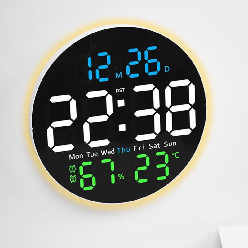 10Inch Large Digital Wall Clock Remote Control 2 Alarms Big LED Display 10 Brightness For Living Room Elderly Gift