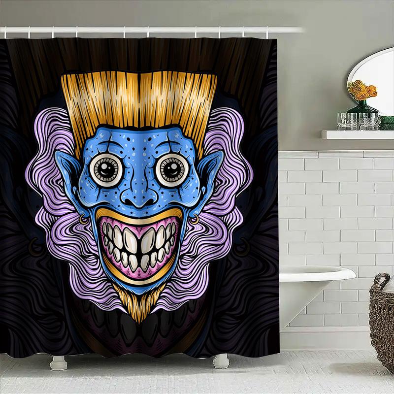 

Tuniu Funny Psychedelic Clown Shower Curtain Unique Bathroom Decor Cool Art Shower For Men & Women W60H190(CM)-1 Pcs