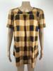 Plus Size Women's Summer Plaid Print T-Shirt Round Neck Loose Milk Silk Short Sleeve Casual Flowy Swing Blouse Top