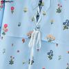 INCERUN Men Lapel Neck Short Sleeve Floral Print Lace-up Casual Hawaiian Summer Shirts