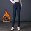 Winter Plus Velvet High-Waist Denim Jeans for Moms - Thick, Warm, Large Size Cotton Pants