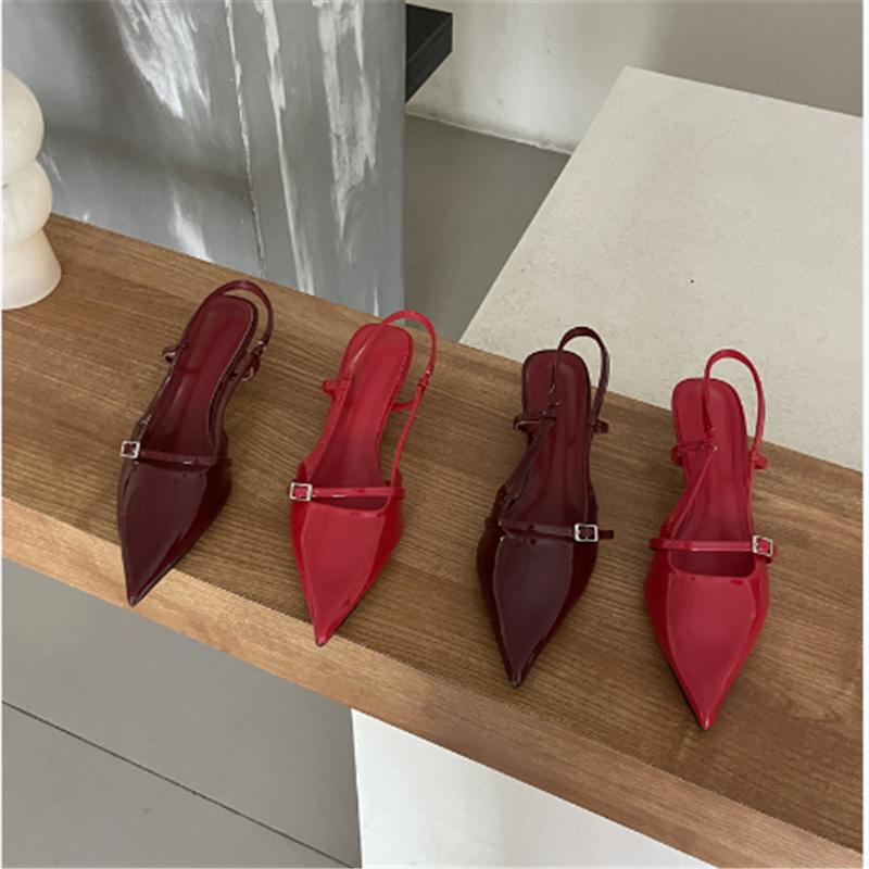 Fashion Bailamos 2024 Fashion Brand Design Buckle Women Pumps Point Toe Slip On Work Shoes Low Heel Spring Autumn Party Wedding Shoes Mu