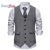 Herringbone Mens Up Cozy Western Suit Vest Tweed Wool Blend Slim Fit Waistcoat