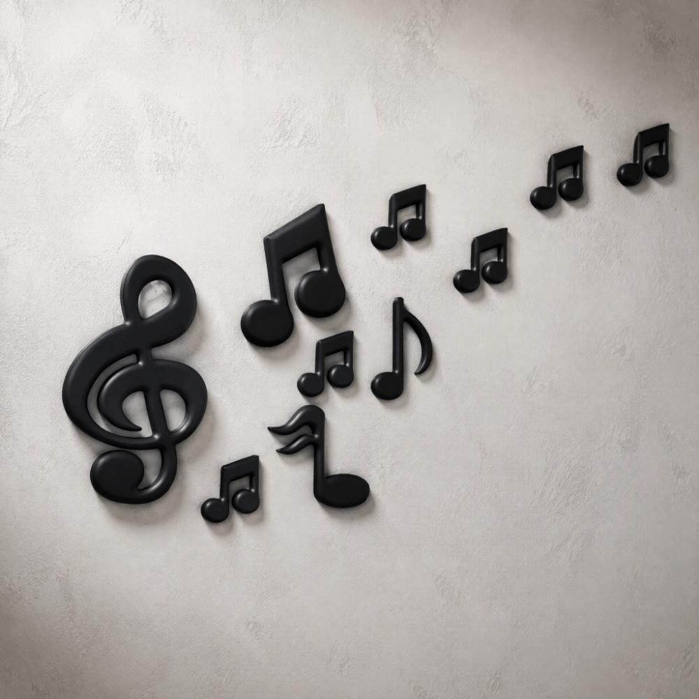 Removable Finish Music Note Wall Sticker 3D Look Embossed Wall Decal  Wall Background