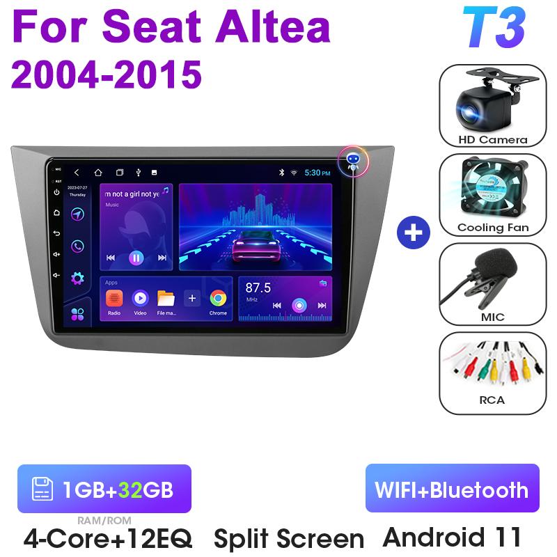 2 Din Android 12 Car Radio For Fiat Seat Altea 2004 - 2015 Multimedia Video Player GPS Carplay Auto Stereo 4G QLED DVD Head Unit