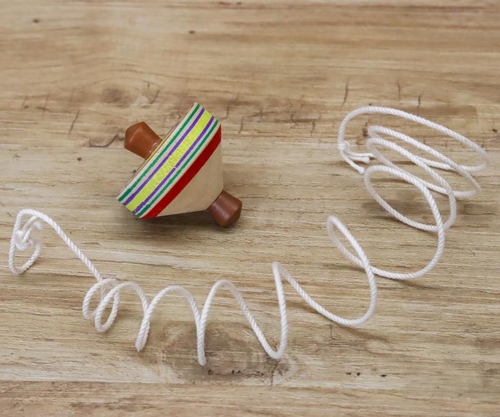 Mini Mini Traditional Japanese Wooden Folk Spinning Tops, Set of 10, for Commercial Use