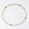 Multicolour Rose Flower Necklace Light Luxury Crystal Leaf Necklace Zircon Necklace  Women Girls