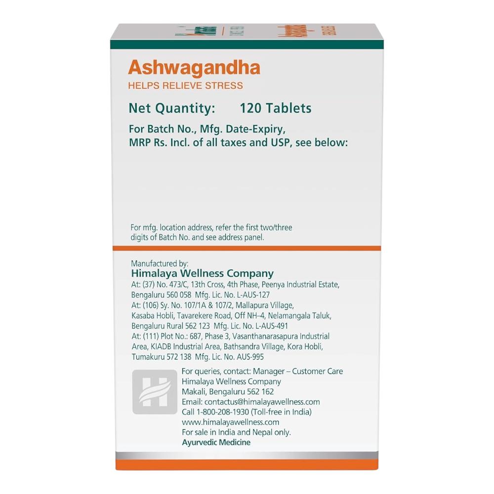 Himalaya Ashwagandha Stress Relief 120 Tablets Boost Energy Rejuvenate Mind Body Wellness