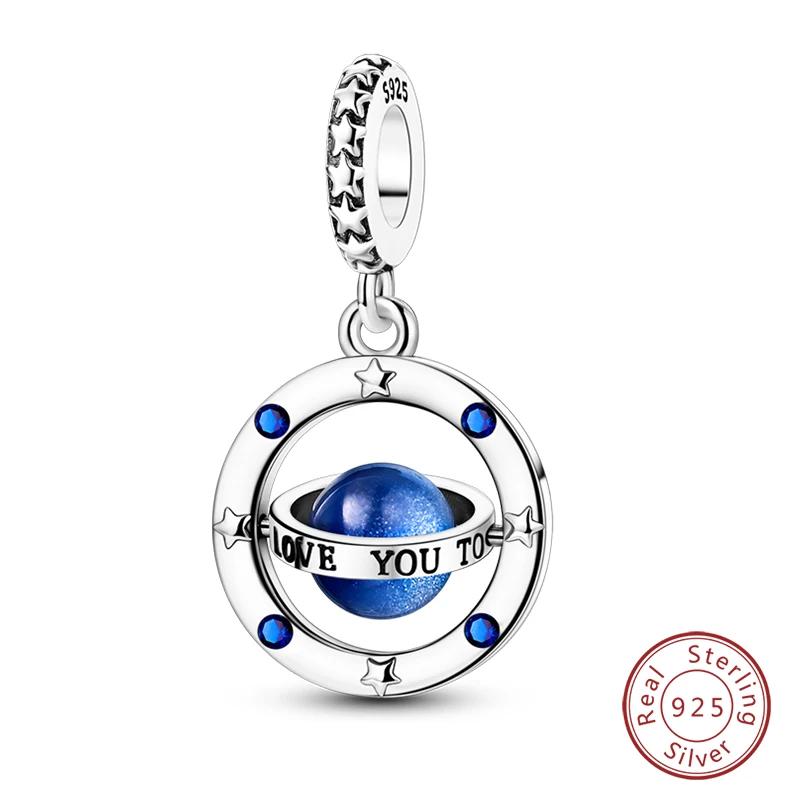 100% Copper Blue Round Crystal Life Tree Angel Star Moon Pendants Charms Fit Original Bracelets Diy Jewelry