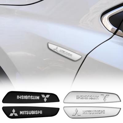 2Pcs 3D Zinc Alloy Car Side Fender Stickers Emblem Badge Decals For ASX Lancer 9 Outlander 3 Pajero L200 Auto Styling