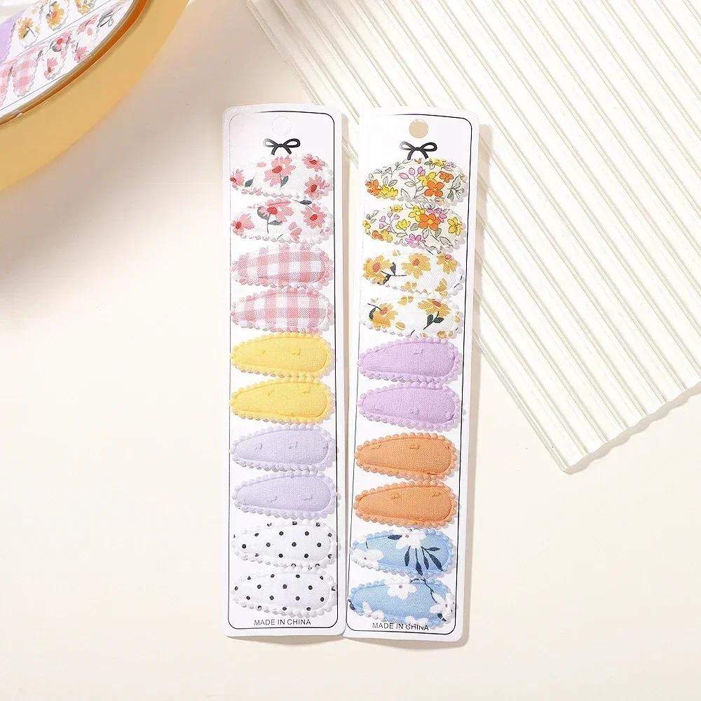 10/20Pcs Cotton Print Hair Clip Hairpin for Girl Fabric Plaid Mini BB Hairgripes Headwear Baby Hair Accessories New Year Gift