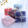 Thickened Coral Fleece Parent-Child Bath Towel Set - Soft, Absorbent, Auspicious Plaid with Gauze Bag Gift.