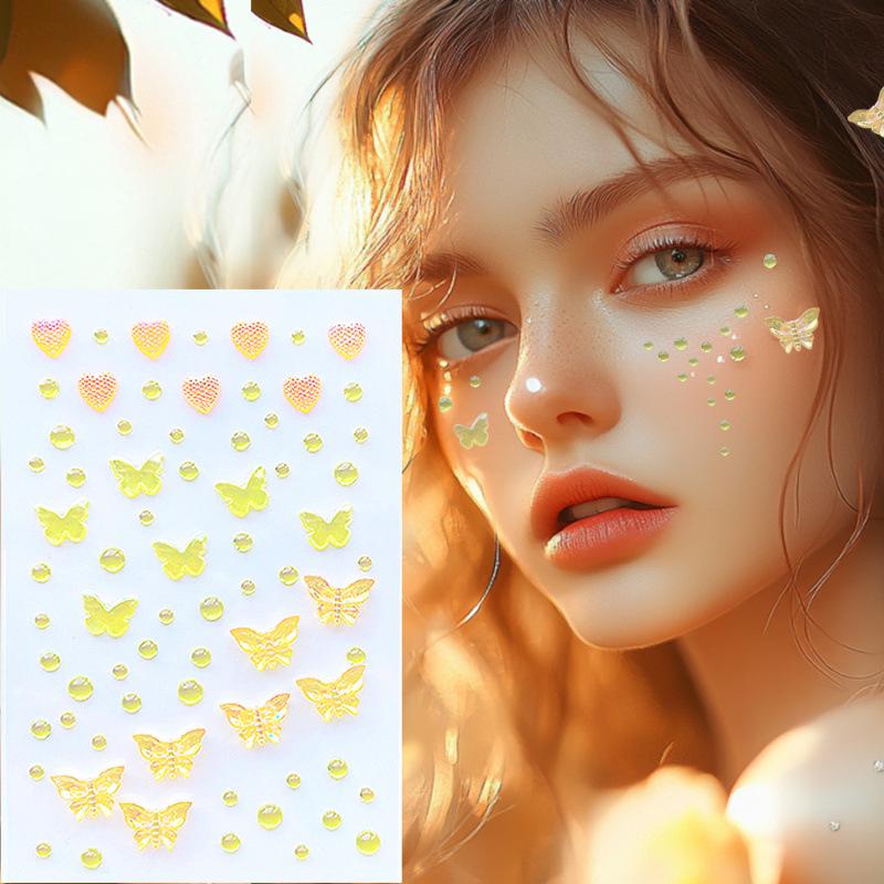 Children's Day Butterfly Fairy Face Stickers: Adhesive-Free, Self-Adhesive Diamond Stickers for Stage Makeup and Concerts
